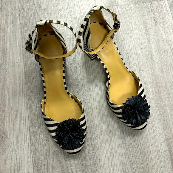 Talbots Black & White Striped Block Heel Sandals Size 7M - Picture 9 of 9